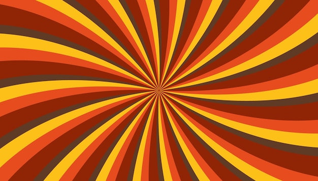 Abstract retro groovy colorful sunburst pattern striped twirl twisted 70s vintage background texture