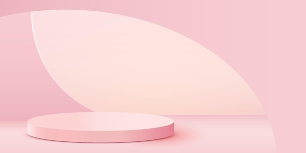 abstract scene background cylinder podium on pink background product presentation mock up show cosme...