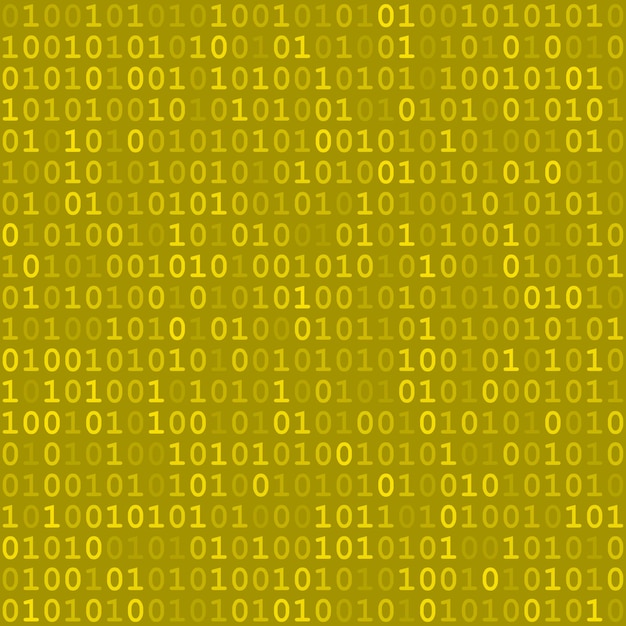 abstract seamless pattern of small digits one and zero in yellow colors