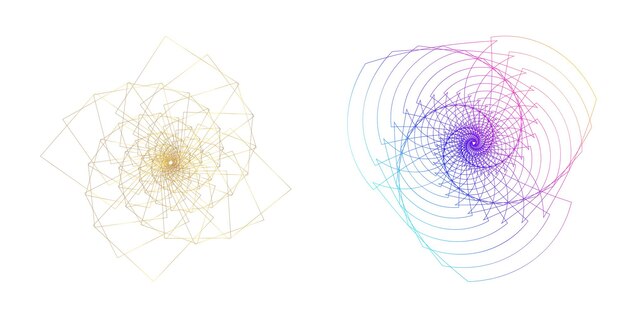 Abstract spiral rainbow design element on white background of twist lines Vector Illustration eps 10 Golden ratio traditional proportions vector icon Fibonacci spiral for elegant business card