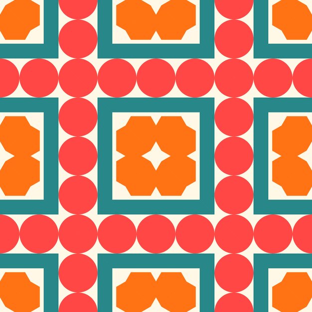 abstract striped geometric seamless pattern with different shapes. mosaic with dots, squares, tile