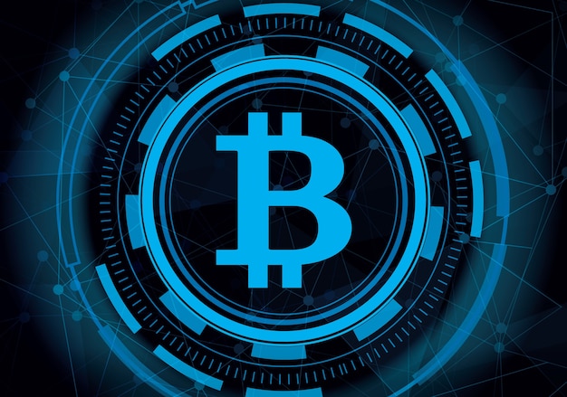 abstract technology bitcoin with digital line background. 