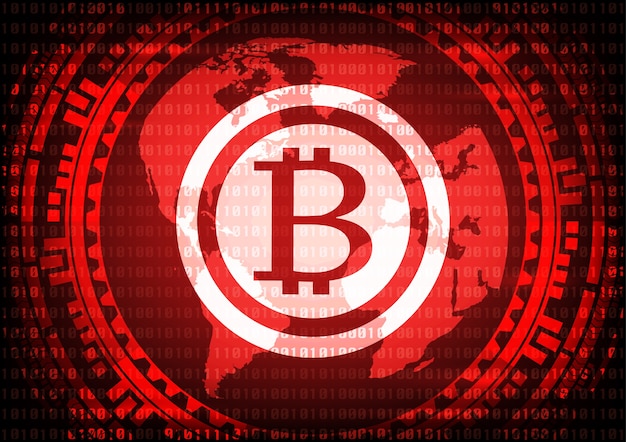 abstract technology bitcoins logo on binary code .
