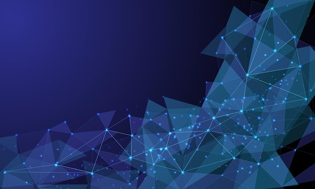 abstract technology blue triangle low polygon mesh connect network geometric design modern futuristic background vector