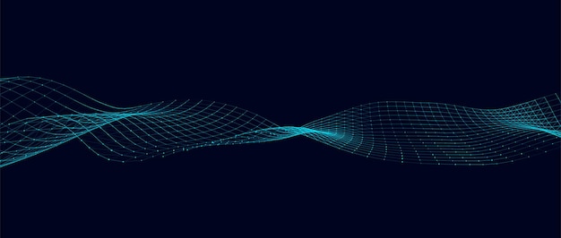 Abstract technology wave of particles Big data visualization Vector background with motion dots and lines Artificial intelligence