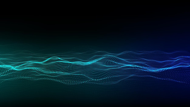 abstract technology wave of particles big data visualization vector dark background