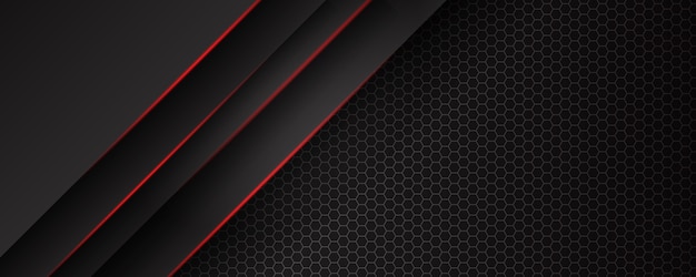 abstract template black background with triangles pattern and red lighting lines. sports technology modern design concept. 