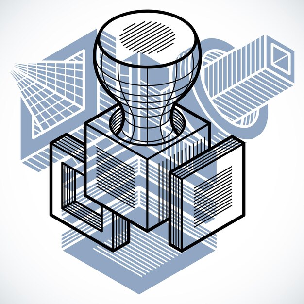 Abstract three-dimensional shape, vector design cube element.