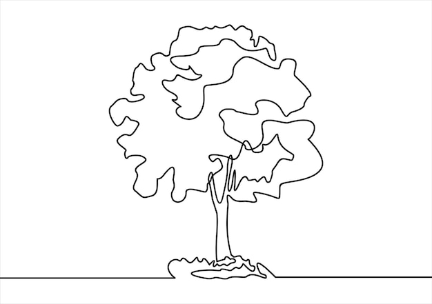 Abstract tree in continuous line art drawing style.