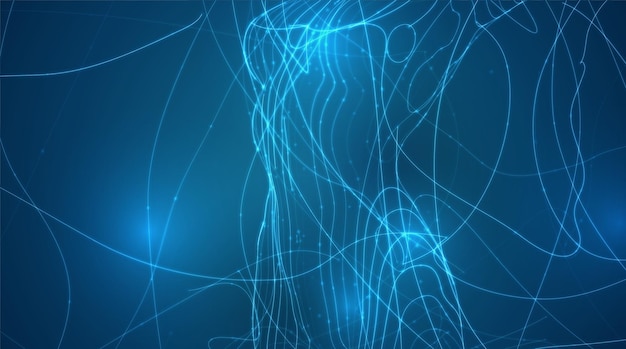Abstract vector background of lines and points curved beautiful shapes