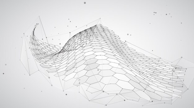 Abstract vector background with hexagons landscape of the virtual world 3d design