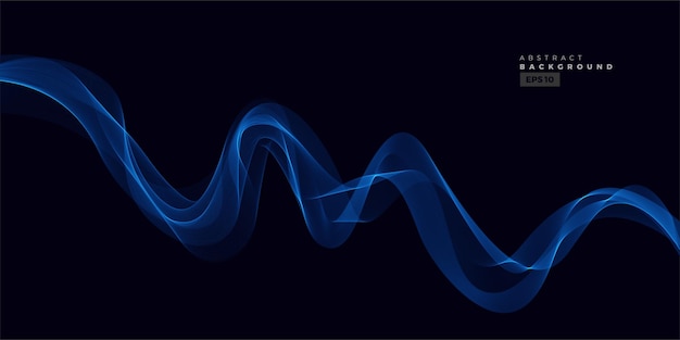 Abstract vector element with blue line wave on dark background
