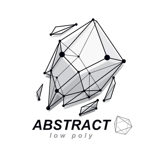 Abstract vector geometric form, 3d shape. Communication technologies modern emblem.