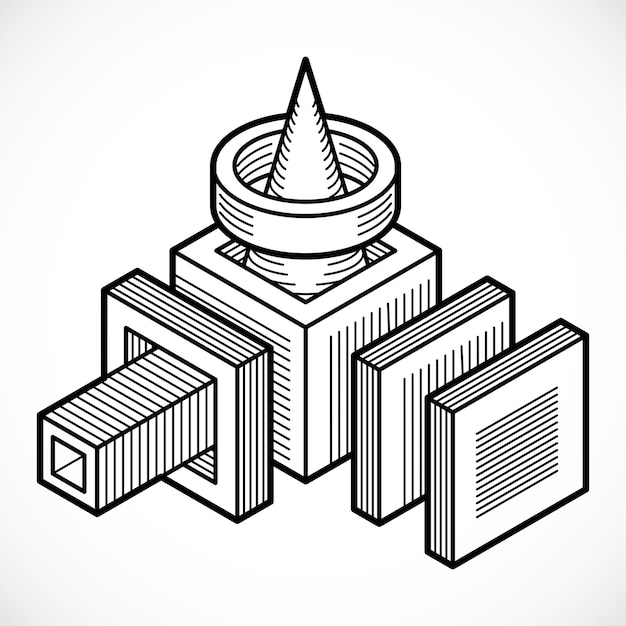 abstract vector geometric form, 3d shape.