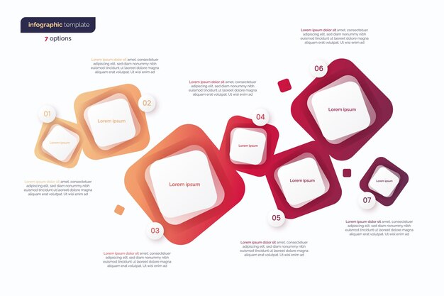 abstract vector gradient minimalistic infographic template composed of rounded squares