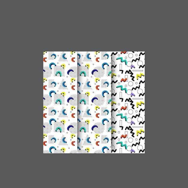 Abstract vector halftone pattern set Fancy retro geometric patterns Seamless line decoration patte