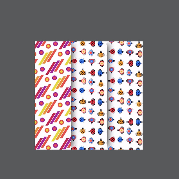 Abstract vector halftone pattern set Fancy retro geometric patterns Seamless line decoration patte