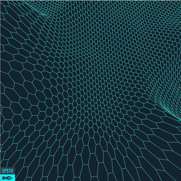 abstract vector landscape background cyberspace grid 3d technology vector illustration