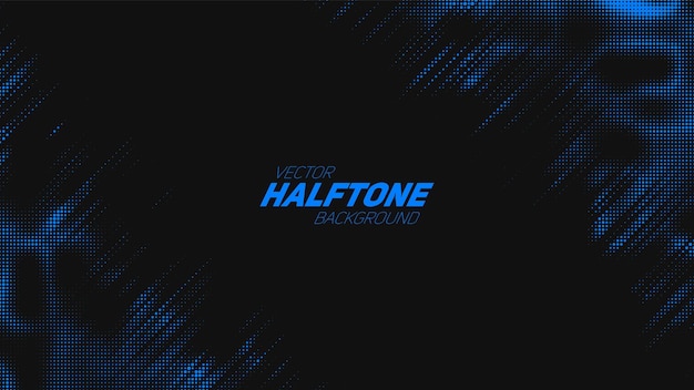 Abstract vector torn blue halftone background. Scrathed dotted texture element. Diagonal composition.