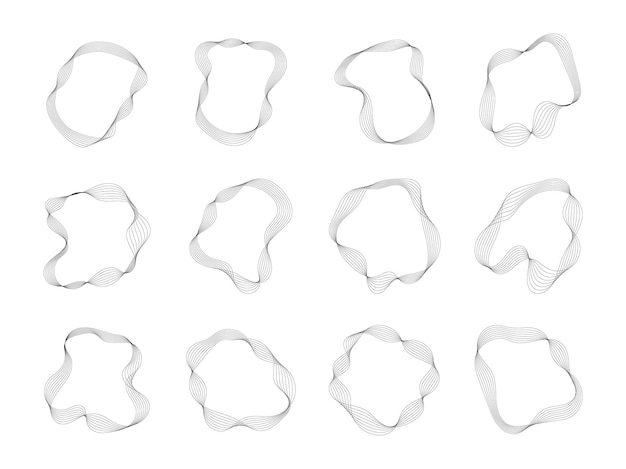 Abstract Wave Circle Line Element with Blend Effect Vector Illustration Set