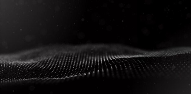 Abstract white particle background Flow wave with dot landscape Technology vector illustration