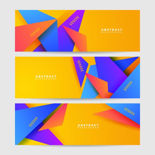 Abstraktní barevná šablona návrhu banneru polygonu Barevný technický webový banner s geometrickými tvary pozadí a gradientními barvami Vektorový grafický návrh pozadí prezentace vzoru banneru