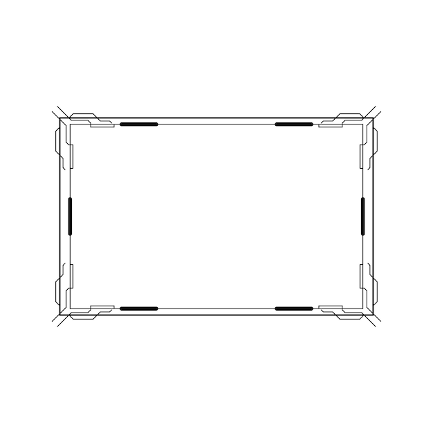 Abstraktní černý jednoduchý obdélníkový rámeček s liniemi, doodle, obrys, vektor, styl návrhu, skica