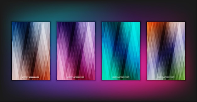 Abstraktní geometrické složení tvoří moderní pozadí s dekorativními trojúhelníky a sada vektorových ilustrací vzorů pozadí