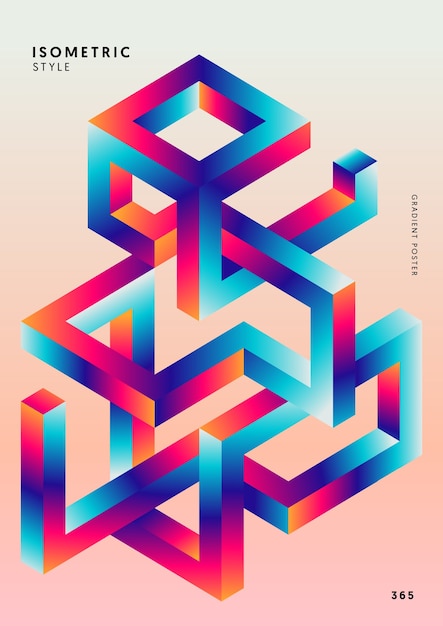 Abstraktní gradientní izometrický design geometrických tvarů