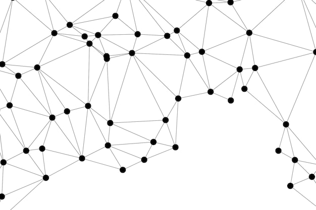 Abstraktní polygonální síť s černými uzly a tenkými liniemi vytvářející minimalistický geometrický síťový vzor
