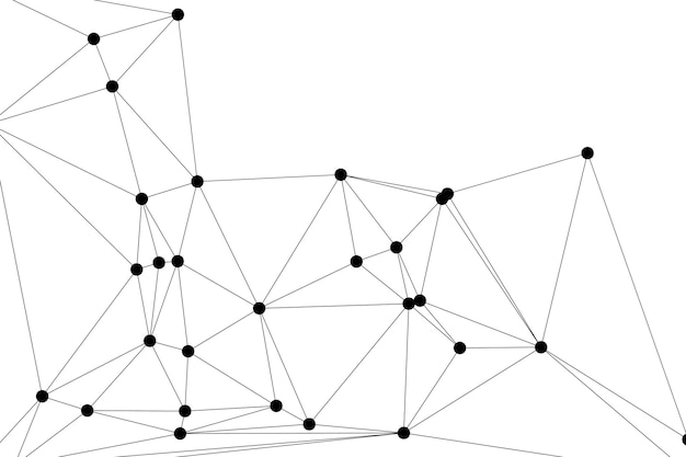Abstraktní polygonální síť s černými uzly a tenkými liniemi vytvářející minimalistický geometrický síťový vzor