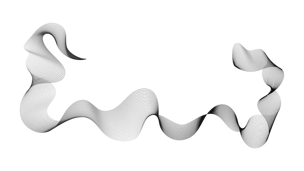 Abstraktní pozadí s monochromatickými vlnitými gradientními liniemi na bílém pozadí. Moderní technologické pozadí, vlnitý návrh. Vektorová ilustrace