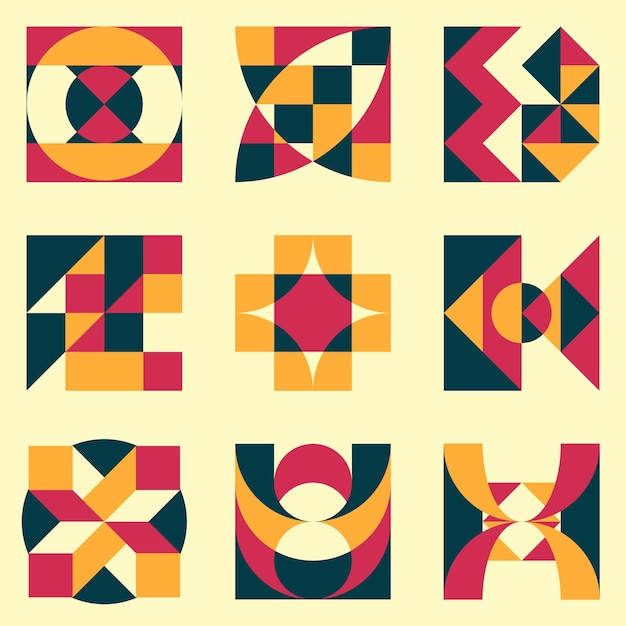 Abstraktní pozadí s různými geometrickými tvary, ilustrace
