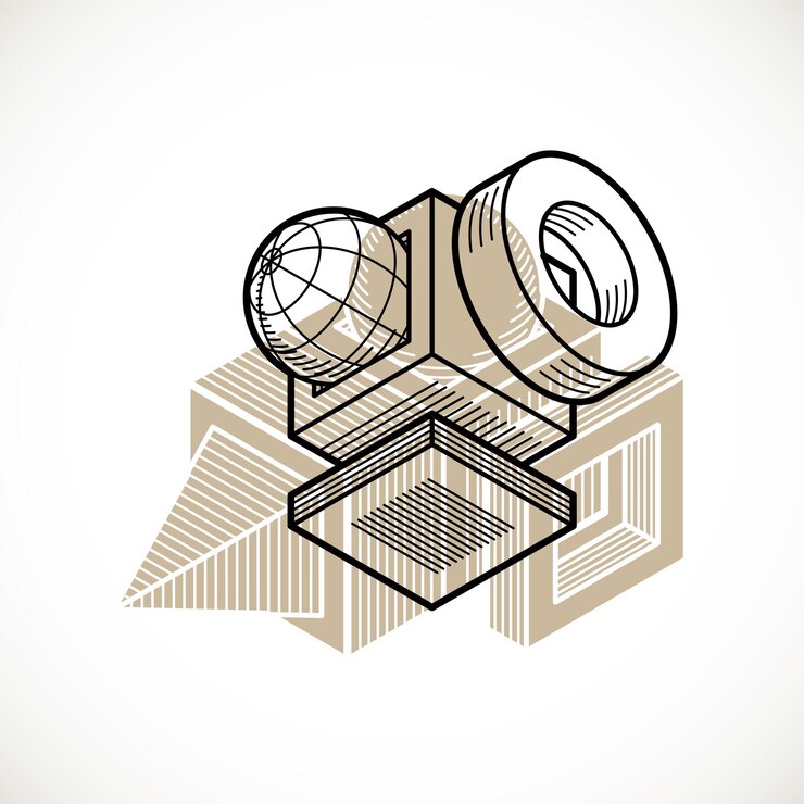 Vektor abstraktní vektorový geometrický tvar, 3d kreativní tvar.