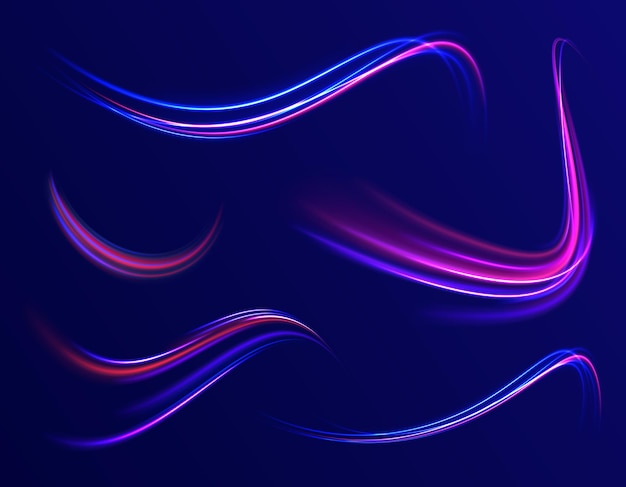 Acceleration speed motion on night road Magic moving fast speed lines Blurred car light motion
