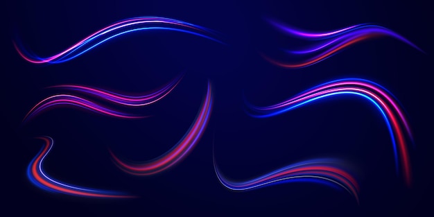 Acceleration speed motion on night road Magic moving fast speed lines Blurred car light motion