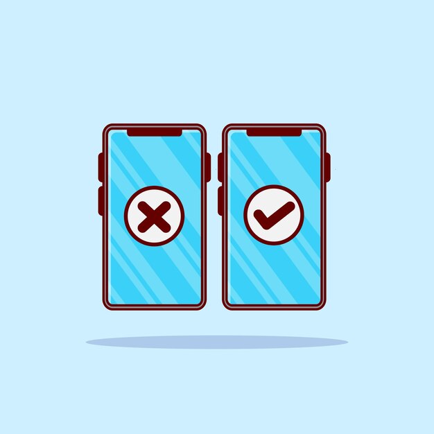 Accept and decline phone icon cartoon illustration