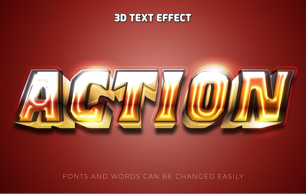 Action movie title 3d editable text effect style