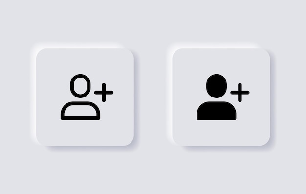 add user icon new friend follower symbol in neumorphic style for apps and web in neumorphism buttons