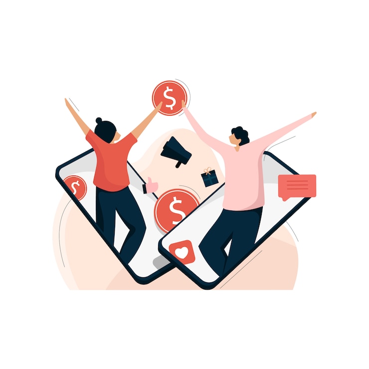 Vektor affiliate marketing, doporučující odměny a marketing