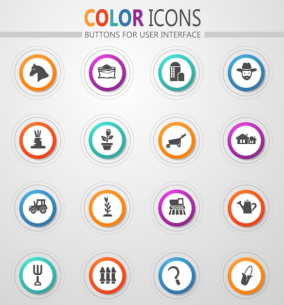 agricultural icons set for web sites and user interface
