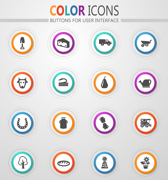 agricultural icons set for web sites and user interface