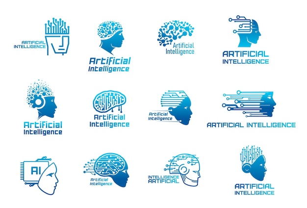 ai artificial intelligence icons robot tech brain
