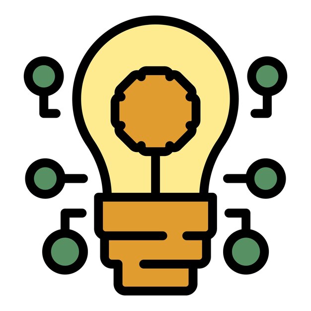 Ai bulb icon Outline ai bulb vector icon color flat isolated