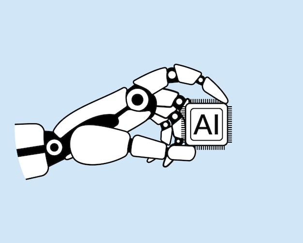 ai chip artificial intelligence future technology innovation or robot hand holding ai chip
