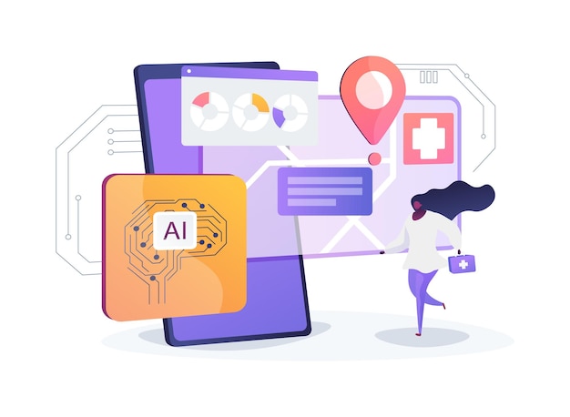 Aienhanced emergency response abstract concept vector illustration healthcare predict and allocate