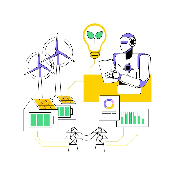 Vektor aienhanced renewable energy abstract concept vector illustration