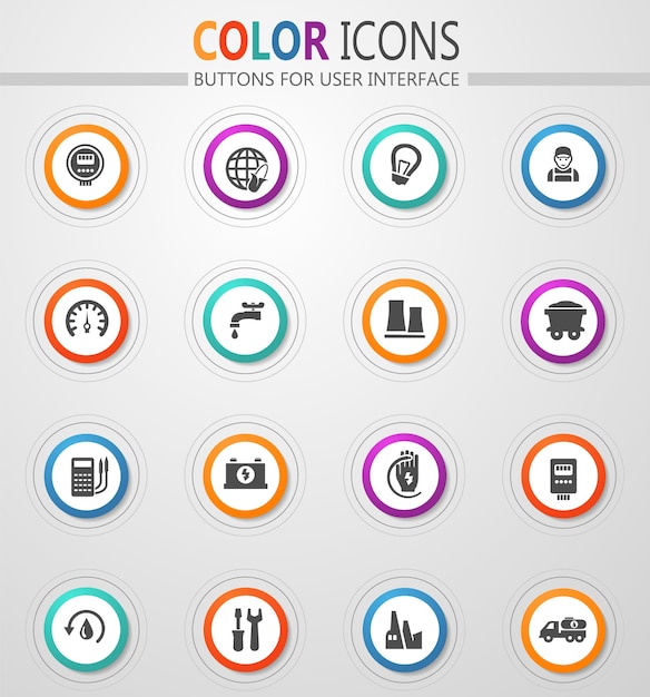 alternative energy icons set for web sites and user interface