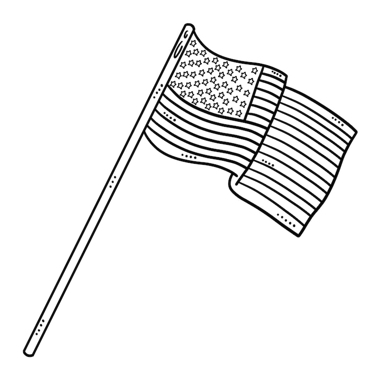 Vektor american flag isolated coloring page for kids