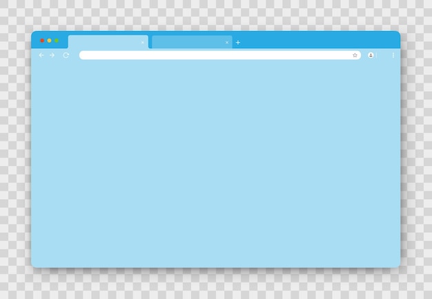 an empty blue browser window on a transparent background